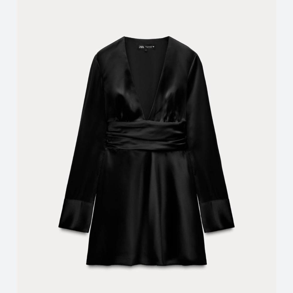 Zara Black Satin Mini Dress